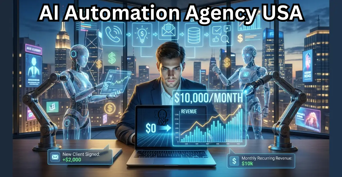 You are currently viewing Building an AI Automation Agency (AAA) in the USA: From $0 to $10k/Month in Recurring Revenue