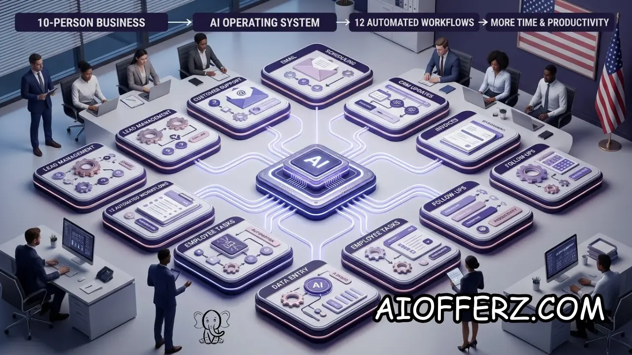 You are currently viewing The AI Operating System for a 10-Person U.S. Business: 12 Workflows to Automate First